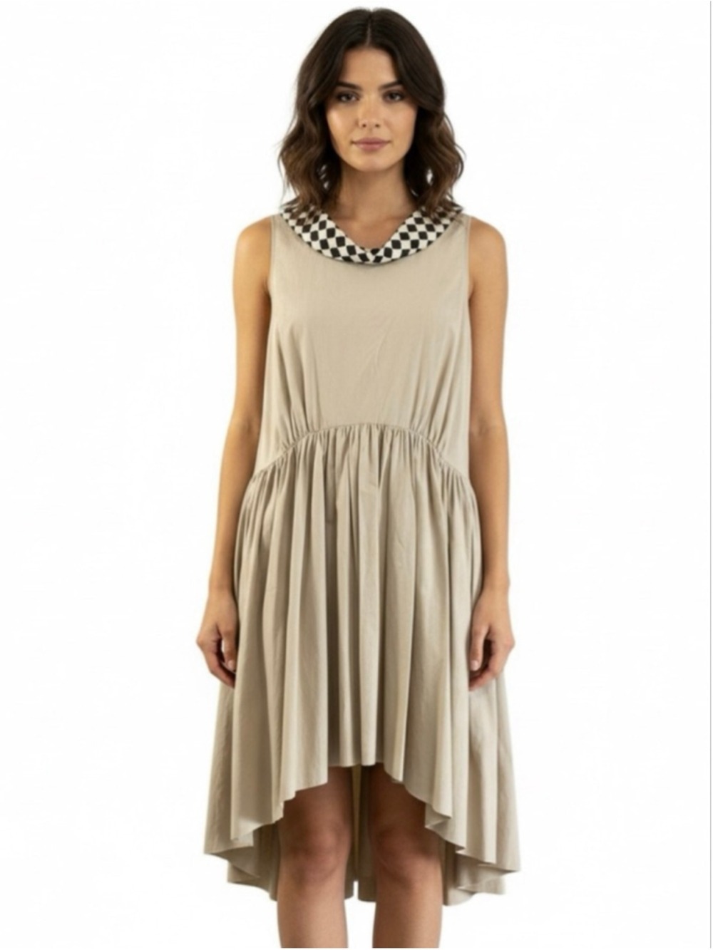 Ter Et Bantine Sleeveless Cotton Dress Size 44 Large Tan Colour NWT